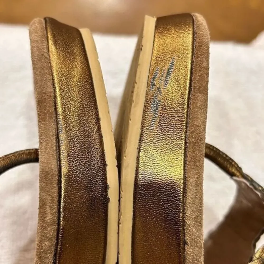 Donald J Pliner Women's‎ Gilles Wedge Sandals Gold/Brown Size 8M